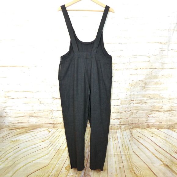 Lush Jumpsuit Womens L Black Textured Rayon Romper Overalls Grunge 90s Preppy - Picture 3 of 10